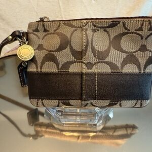 Coach Brown Monogram Wristlet